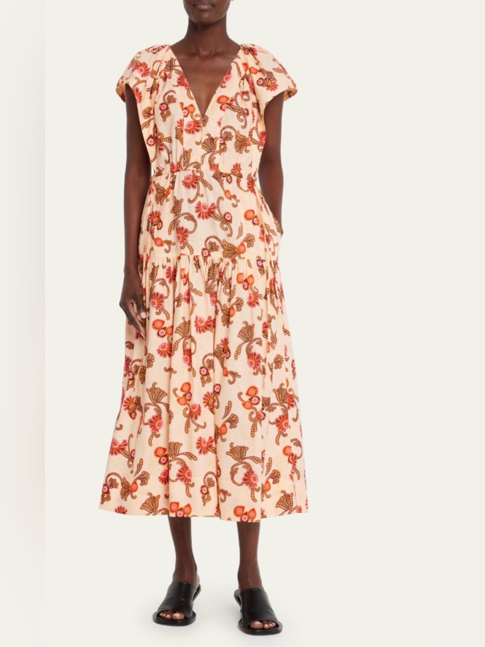 A.L.C. August Printed Side-Tie Midi Dress